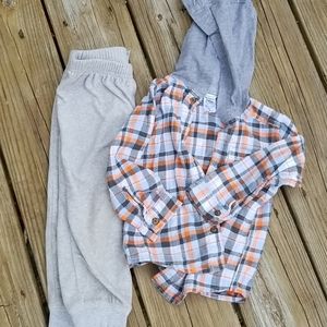 Pants an button down shirt with hoodie